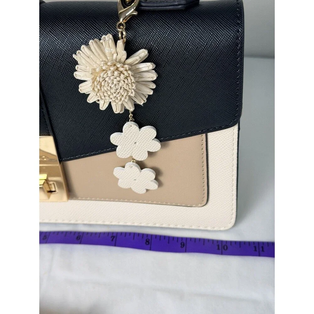 ALDO Tri-Color Satchel Purse Black Beige White - New Without Tags